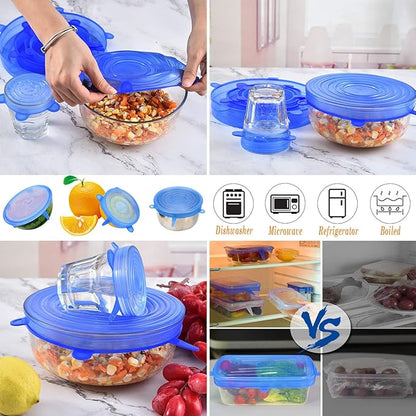 Silicone Stretch Lids (6-Pack) أغطية سيليكون قابلة للتمدد (6 قطع)