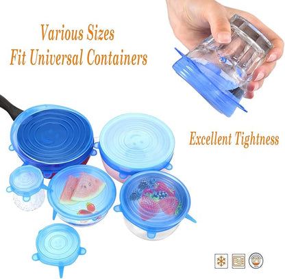 Silicone Stretch Lids (6-Pack) أغطية سيليكون قابلة للتمدد (6 قطع)
