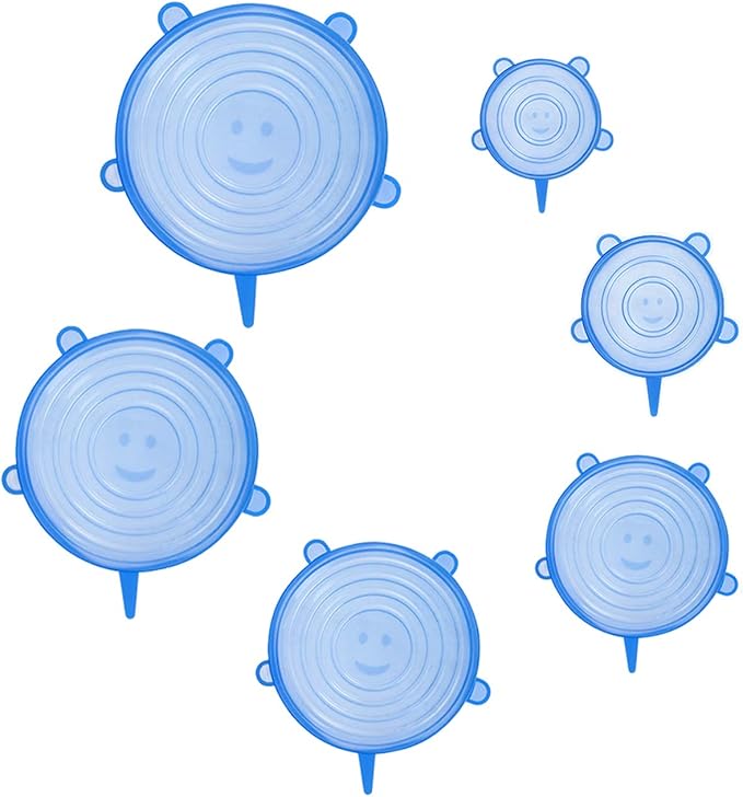 Silicone Stretch Lids (6-Pack) أغطية سيليكون قابلة للتمدد (6 قطع)